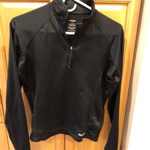 Black quarter zip athletic warm up jacket